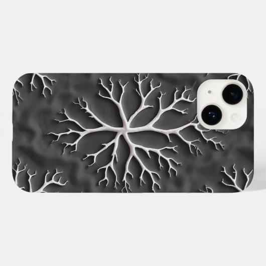 Dark Gray iPhone Case with Organic White Branches (Rückseite (Horizontal))