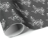 Dark Gray Joy Holiday Leaves Texas Shape Geschenkpapier (Rolleneckpunkt)