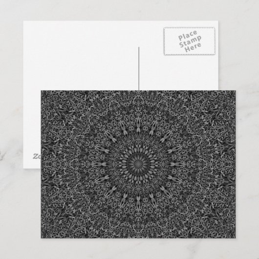 Dark Gray Jungle Mandala Postkarte (Vorne/Hinten)