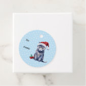 Dark Gray Kitty trägt einen Red Winter Pompom Hat Geschenkanhänger (Beispiel)