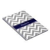 Dark Gray Lg Zickzack Navy Blue Name Monogram Notizblock (Rechte Seite)