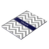 Dark Gray Lg Zickzack Navy Blue Name Monogram Notizblock (Linke Seite)