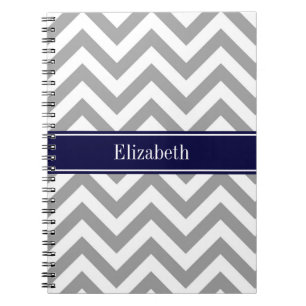 Dark Gray Lg Zickzack Navy Blue Name Monogram Notizblock