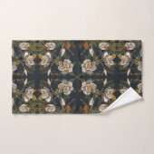 Dark Gray Magnolia Floral Handtuch (Handtuch)