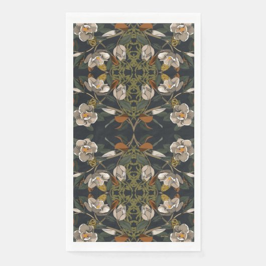 Dark Gray Magnolia Floral Serviette (Vorderseite)