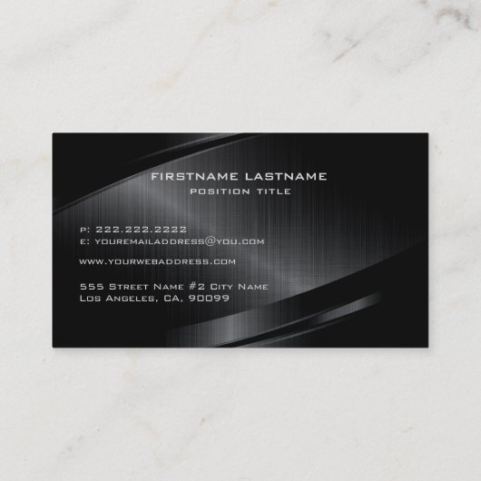 Dark Gray Metallic Texture-Stainless Steel Look Visitenkarte (Rückseite)