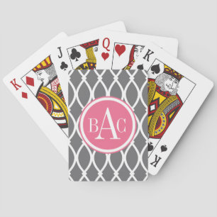 Dark Gray Mit Monogramm Barcelona Print Spielkarten