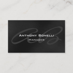 Dark Gray Modern Monogram Manager Business Card Visitenkarte