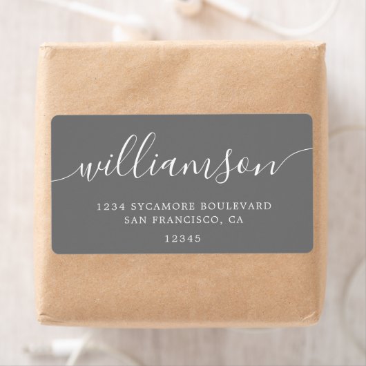 Dark Gray Modern Script Rücksendeadresse (Insitu)