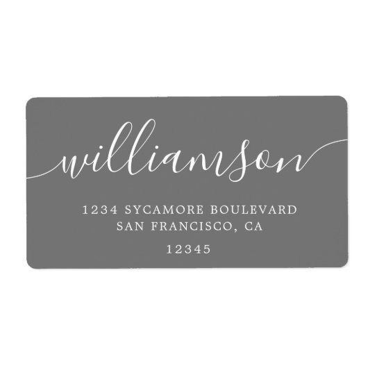 Dark Gray Modern Script Rücksendeadresse (Vorne)