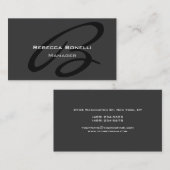 Dark Gray Monogram Script Manager Business Card Visitenkarte (Vorne/Hinten)