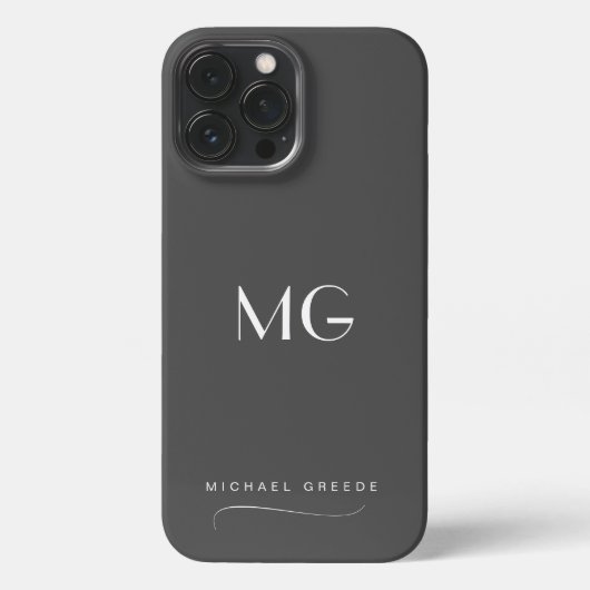 Dark Gray Monogram und Name iPhone Hülle (Rückseite)