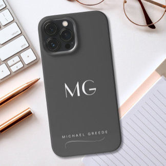 Dark Gray Monogram und Name iPhone 13 Pro Max Hülle