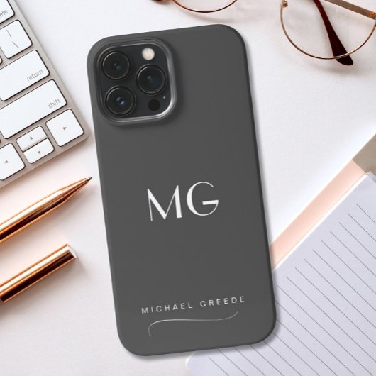 Dark Gray Monogram und Name iPhone Hülle