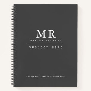 Dark Gray Monogrammatique Office Notizblock