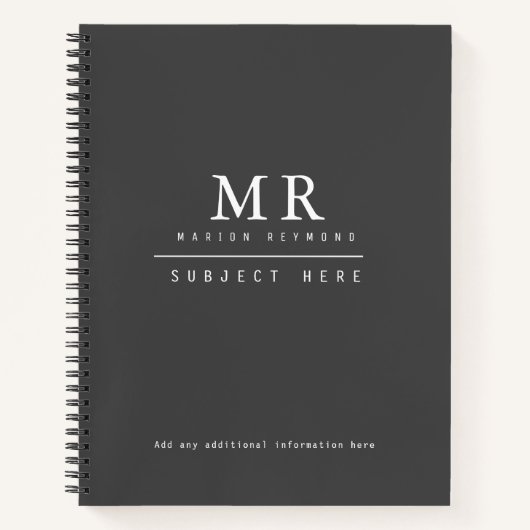Dark Gray Monogrammatique Office Notizblock (Vorderseite)
