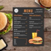 Dark Gray Orange Hamburger Hotdog Food-Menüpreise Flyer