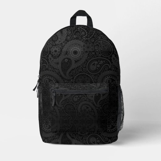 Dark Gray Paisley Bedruckter Rucksack (Vorderseite)