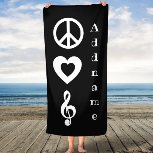 Dark Gray Peace Liebe Music Custom Bath Handtuch Badehandtuch