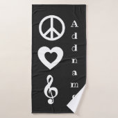 Dark Gray Peace Liebe Music Custom Bath Handtuch Badehandtuch (Badehandtuch)