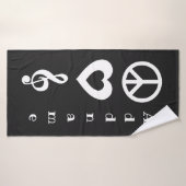 Dark Gray Peace Liebe Music Custom Bath Handtuch Badehandtuch (Badehandtuch)