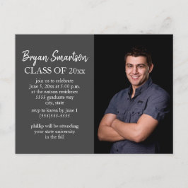Dark Gray Personalisiert Foto Graduation Party Postkarte
