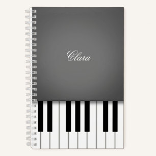 Dark Gray Piano Music Tastatur Personalisiert Notizblock