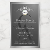 Dark Gray Product Label Silver Frame Logo Monogram Lebensmitteletikett (Einzelnes Label)