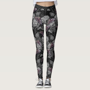 Dark Gray Raven Evermore mit Rose und Hawkmoths Leggings