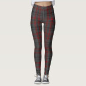 Dark Gray Red Black Tartan Kariert Leggings (Vorderseite)