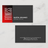 Dark Gray Red Sport Personal Trainer Business Card Visitenkarte (Vorne/Hinten)