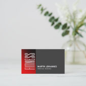 Dark Gray Red Sport Personal Trainer Business Card Visitenkarte (Stehend Vorderseite)