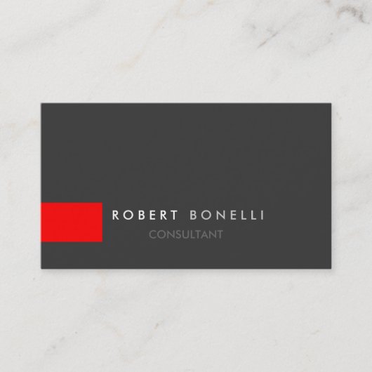 Dark Gray Red Strip Business Card Visitenkarte (Vorderseite)