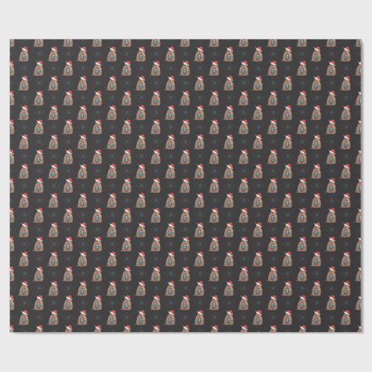 Dark Gray Santa Armadillo mit Geschenk Snowflake Geschenkpapier (Flach)