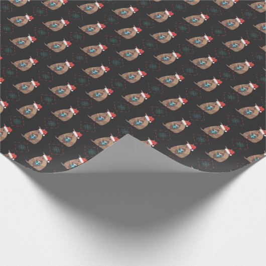 Dark Gray Santa Armadillo mit Geschenk Snowflake Geschenkpapier (Ecke)