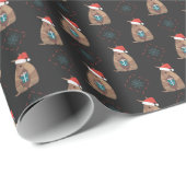 Dark Gray Santa Armadillo mit Geschenk Snowflake Geschenkpapier (Rolleneckpunkt)