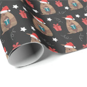 Dark Gray Santa Armadillo mit Geschenkmuster Geschenkpapier (Rolleneckpunkt)