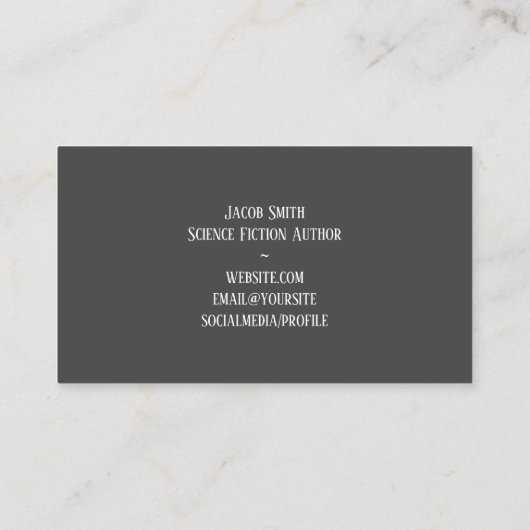 Dark Gray Science Fiction Author Visitenkarte (Rückseite)