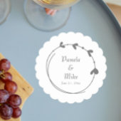 Dark Gray Simple Heart Wreath Wedding Untersetzer