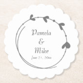 Dark Gray Simple Heart Wreath Wedding Untersetzer (Vorderseite)