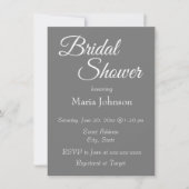 Dark Gray Simple Style Brautparty Einladung (Vorderseite)