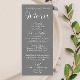 Dark Gray Simple Style Wedding Dinner Menükarte