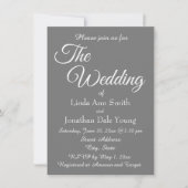 Dark Gray Simple Style Wedding Einladung (Vorderseite)