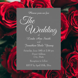 Dark Gray Simple Style Wedding Folieneinladung