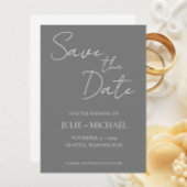 Dark Gray Simple Style Wedding Save The Date