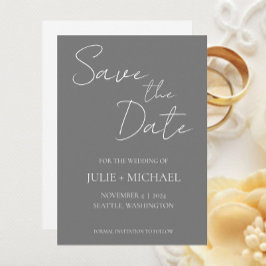 Dark Gray Simple Style Wedding Save The Date