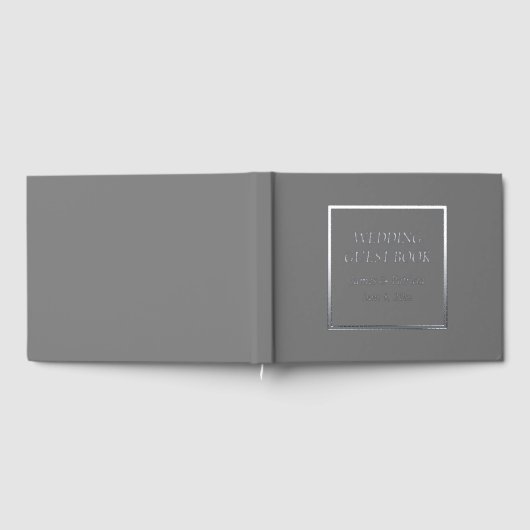Dark Gray Simple Stylized Lettering Wedding Gästebuch (Voll)