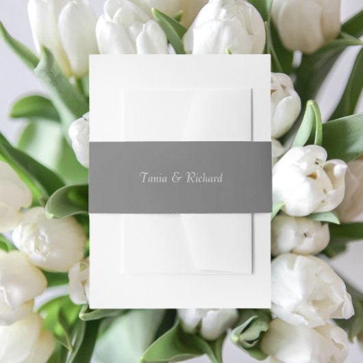 Dark Gray Simple Stylized Name Wedding Einladungsbanderole