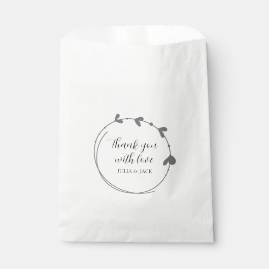 Dark Gray Simple Wreath Wedding Geschenktütchen (Vorderseite)