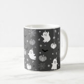 Dark Gray Spooky Ghost Halloween Kaffeetasse (VorderseiteRechts)